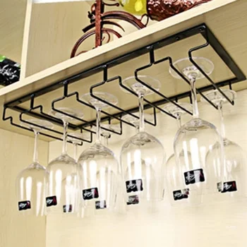 

5 Rows Iron Steamware Hanger Wine Glass Holder Decorative Steamware Rack Under Cabinet Storage Hanging Bar Shelf Holders New