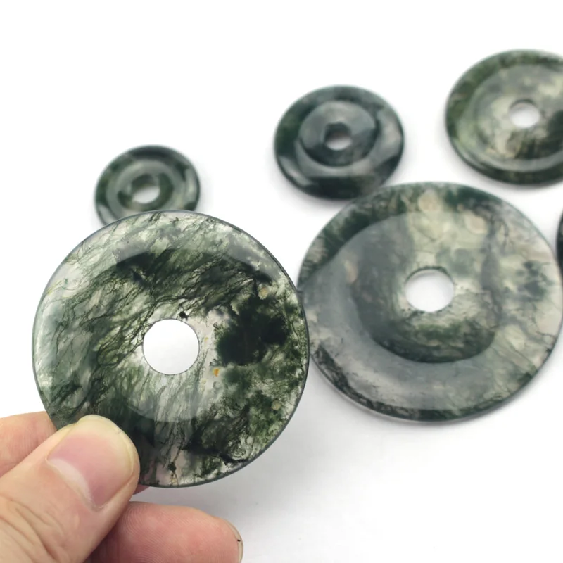 

45mm donut shape moss agates beads natural stone beads DIY loose beads for jewelry making 1 pcs free shipping wholesale !