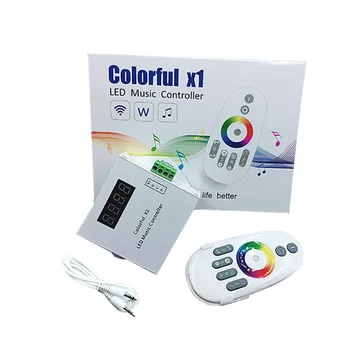 

DC5-24V WS2811//WS2812B 6803 fita de LED digital colorido x1 LED musica controlador com RF remote touch Max 600 pixels