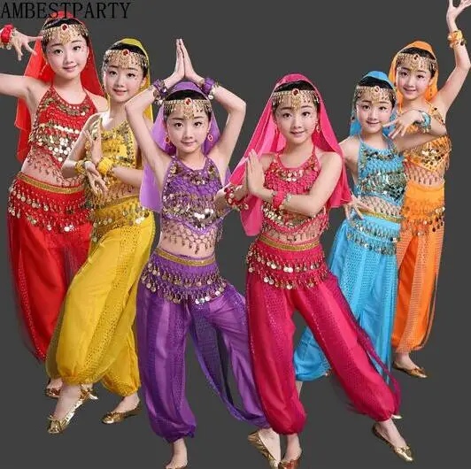 2017 Belly Dance Kids Indian Costume Set Bollywood Dance Costumes Girl oriental dance costumes ...