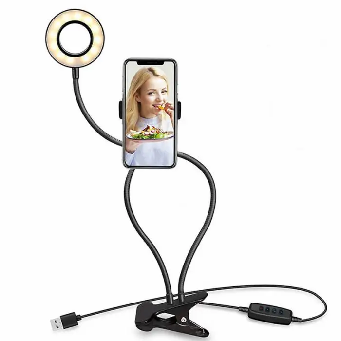Селфи кольцо свет держатель телефона Подставка для Live Stream макияж зажим для скобы кронштейна на Настольная Светодиодная лампа MDJ998