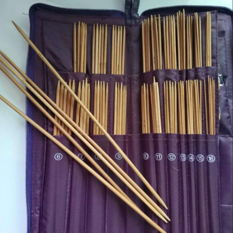 Набор спиц для шитья и аксессуаров, чехол из бамбуковых спиц+ круговые иглы+ крючок для шитья своими руками - Цвет: 5 round needles