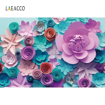 

Laeacco Photography Backgrounds Colorful Paper Flower Wall Baby Wedding Customized Vinly Photographic Backdrops For Photo Studio