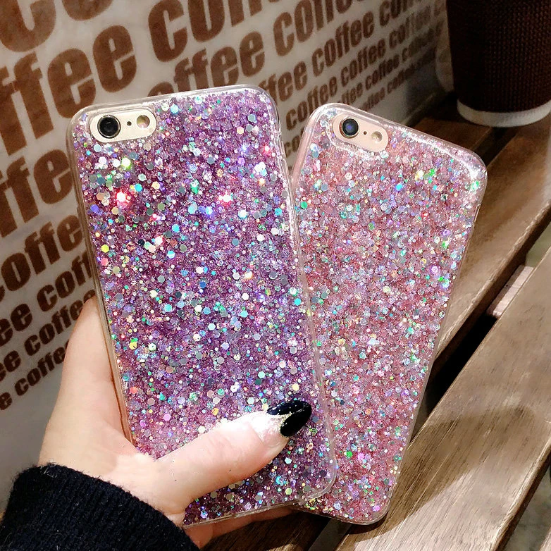 Новый Модный сверкающий блестящий чехол для телефона Apple iphone 7 8 6 S Plus плюс Мягкие