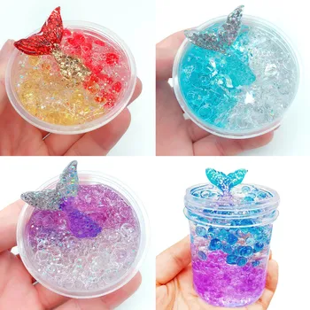 

Slime Crystal Mud Mermaid Fish Tail Colorful Fishbowl Beads Slime Crystal Mud Clay Toys for Kid DIY Antistress Stress Relief Toy