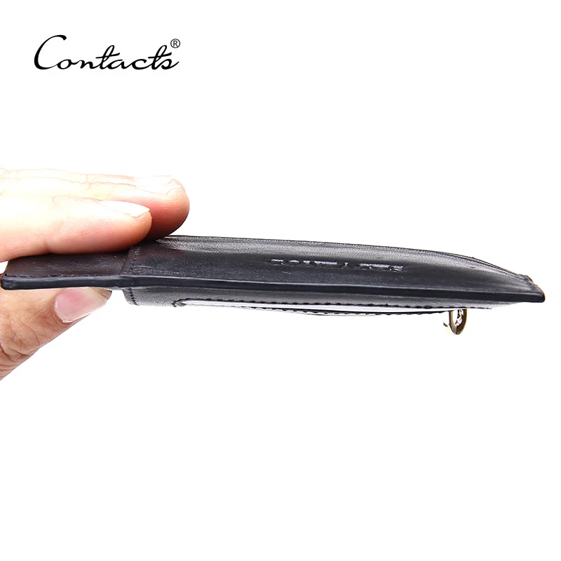 

CONTACT'S Brand Genuine Leather Small Wallet Men Wallet Thin Mini Wallet Men Purses Zipper Coins Wallet Credit Card Holders