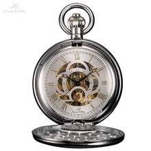 Роскошный Бренд KS Классический Драгоценностей Серебряный Корпус и Цепь из Сплава Уникальный Скелетный Циферблат Ограниченный Выпуск Кулона Элегантные Механические Антикварные Карманные Часы / KSP010