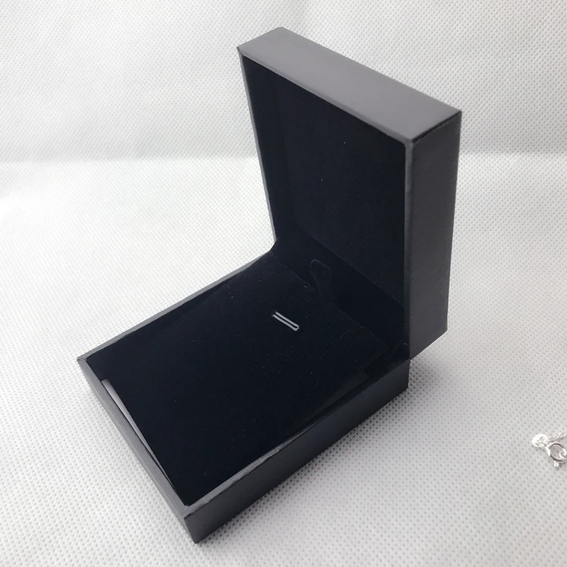 Элегантное свадебное ожерелье упаковка для подвески черная Флокированная цепочка на подарок ювелирный дисплей держатель серьги футляр из искусственной кожи - Цвет: Черный