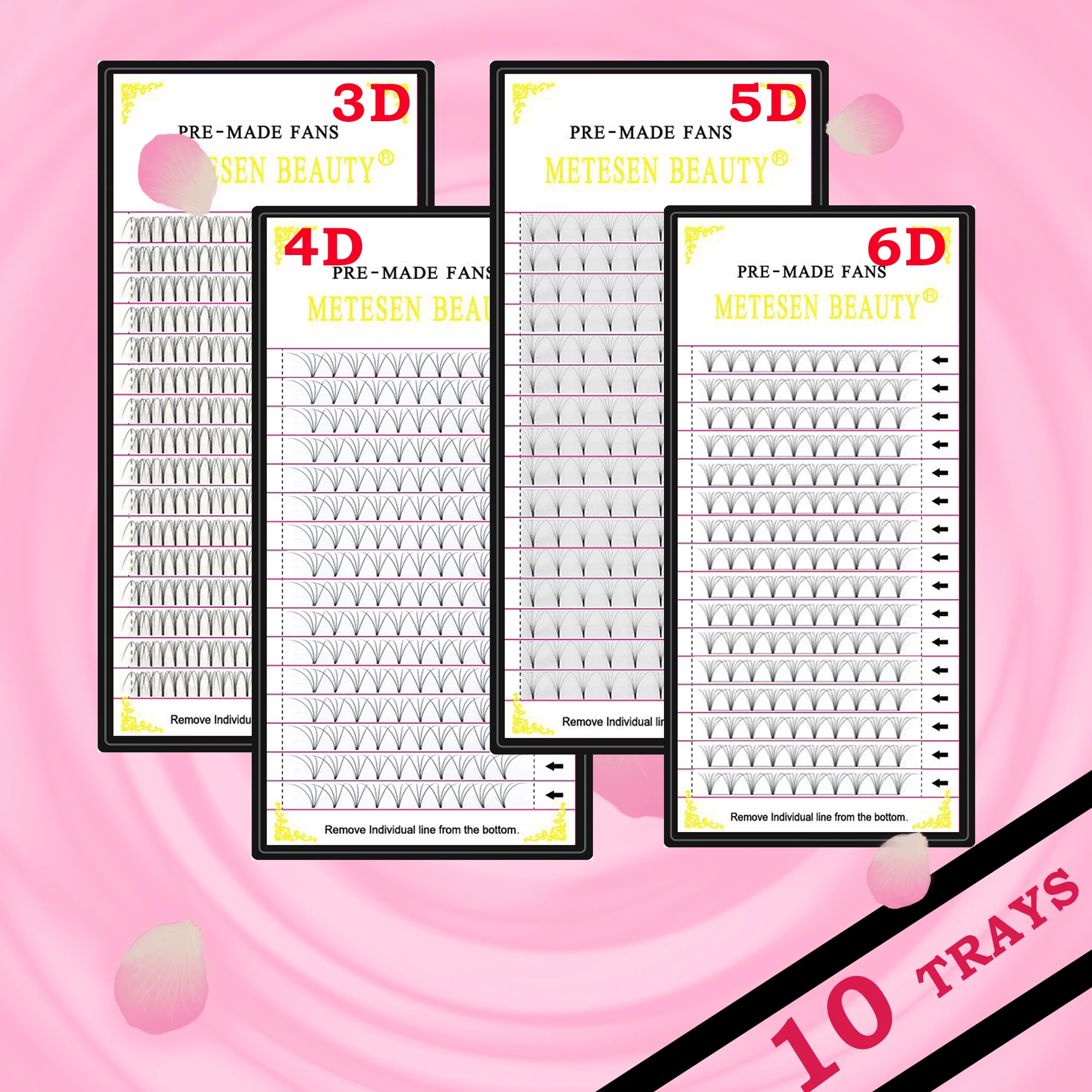 

METESEN BEAUTY 10trays Lashes Premade Volume Fans 3d/4d/5d/6d Lash Russian Volume Eyelash Extensions Pre made Lash Extensions