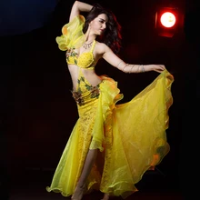 NEW style women belly dance performance clothes luxury bra+skirt(with underwear) 2pcs belly dancing suit girls dancing clothing