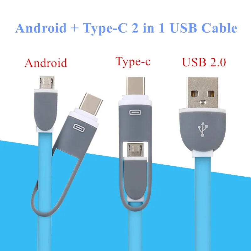 1m 2 in 1 Micro USB to Type c Cable font b Android b font Type