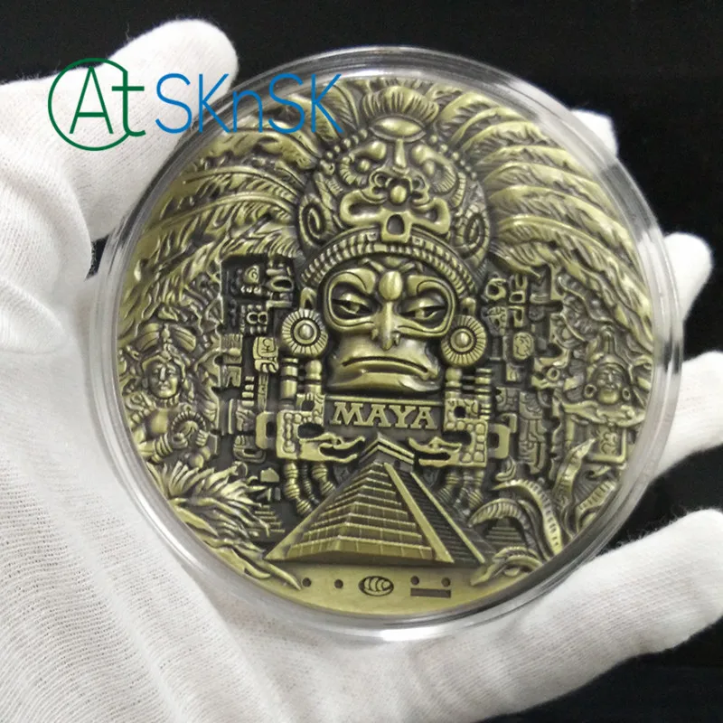 1PC's календарь Майя бронзовая монета сувенир Manyan Aztec значок подарок Новая Майя большая медаль 80x10 мм подарки