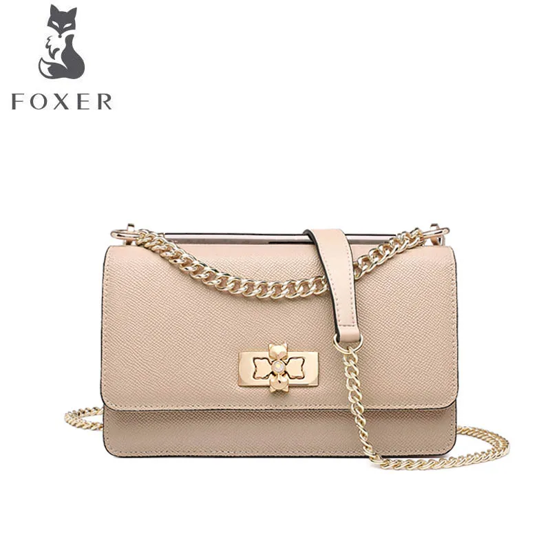 

FOXER bags for women 2019 new women leather bag Chain fashion cowhide handbags bags designer women leather shoulder bag