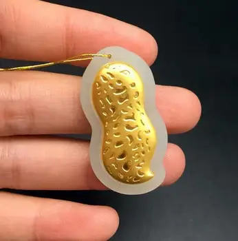 

Gold inlaid jade 3D gold thickened inlay and Tianyu peanut pendantJ02#
