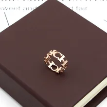 Bilincolor CH письмо из нержавеющей стали розовое модное Золотое кольцо для женщин