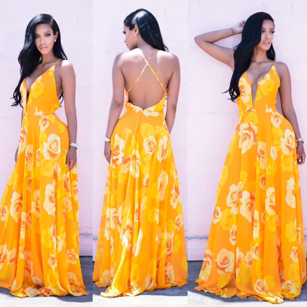Yellow deep v-neck dress Yellow deep v-neck dress