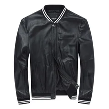 Новая мужская повседневная одежда мужские s Куртки из натуральной кожи мужские черные овчины бейсбольные плащи ветровки