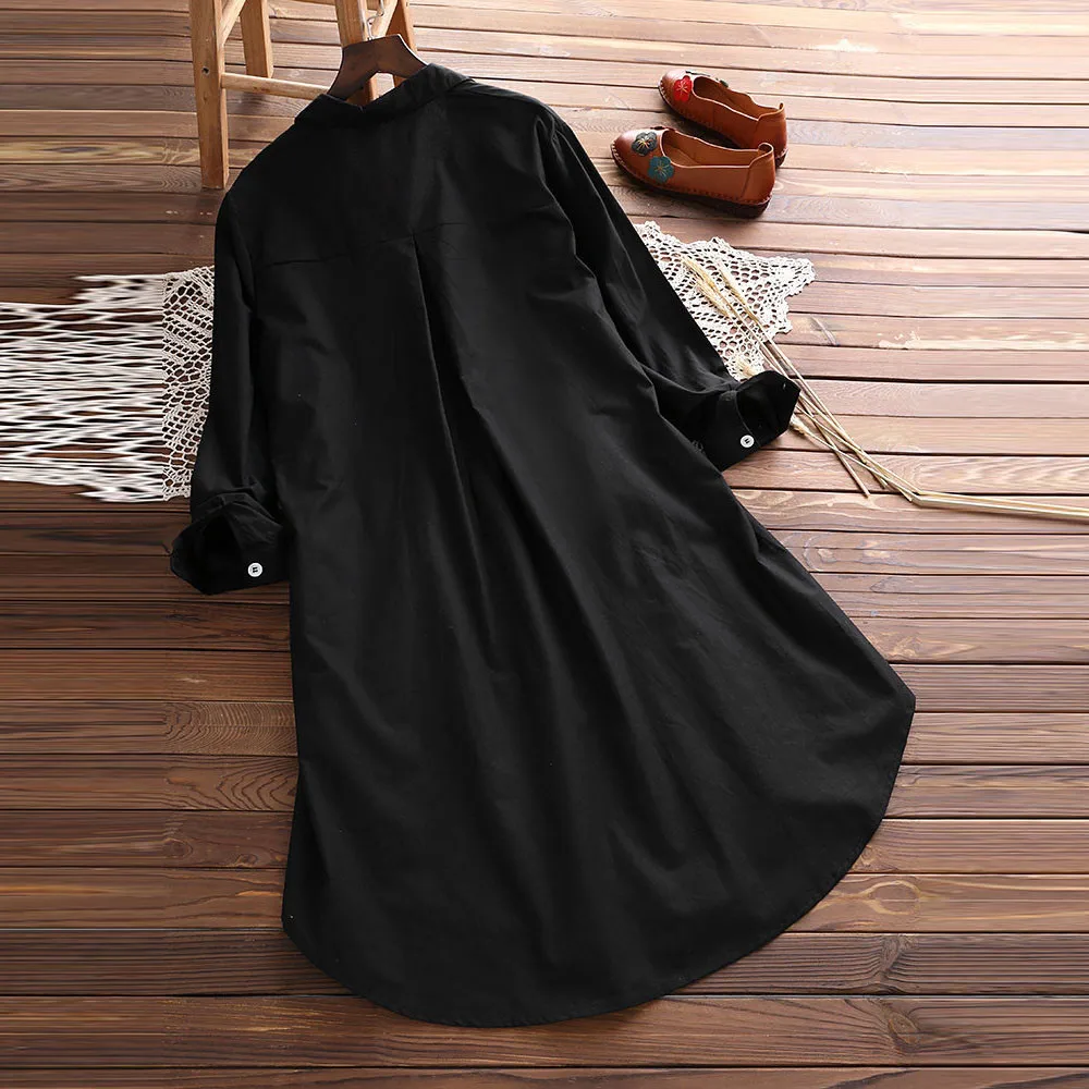 Big Size Women Clothing Autumn Long Sleeve Button Tunic Shirt Loose Casual Pocket Button Tops Shirt Blouse 5XL Plus Size blusas