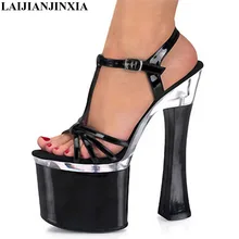 LAIJIANJINXIA/туфли на кристальной платформе 20 см; туфли на высоком каблуке 8 дюймов; пикантные женские экзотические туфли для танцев; Серебристые вечерние туфли для танцев