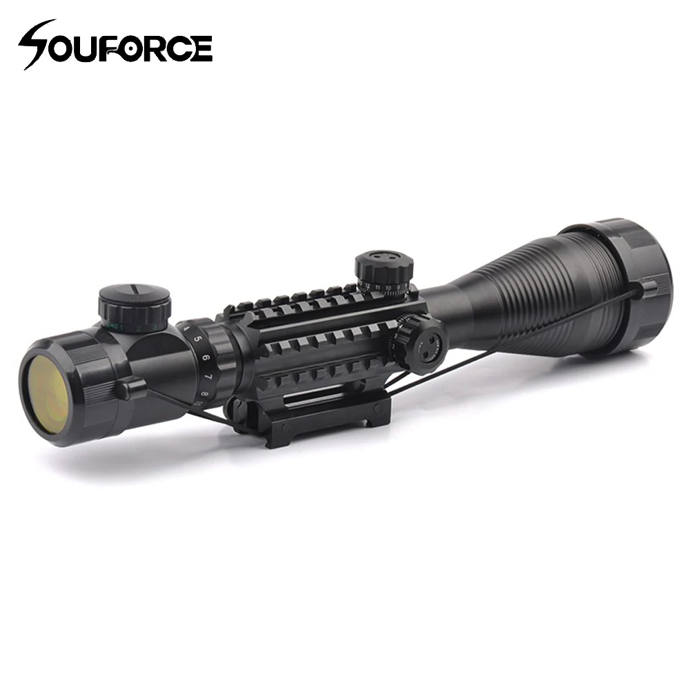 

4-16X50YG Sniper Riflescope with Illuminated Red/Green Rangefinder Reticle Triple 20mm Rail for Hunting Rifle Gun Airsoft