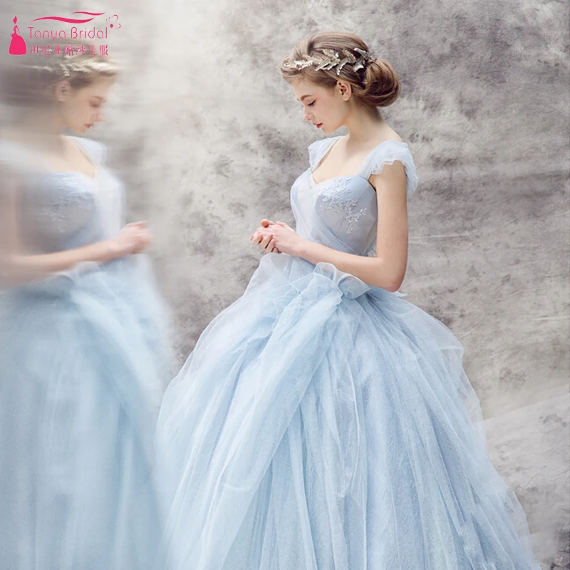 Simple Light Blue Wedding Dresses 2016 Tulle Cinderella Dress Simple Light Blue Wedding Dresses 2016 Tulle Cinderella Dress Bridal Gowns Robe De Mariee Princesse Z171 In From Weddings