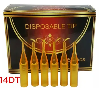 

UPTATSUPPLY 14DT 50PCS/lot Diamond Disposable Yellow Plastic Tips Steriled Assorted Plastic Tattoo Tubes for Tattoo Supplies