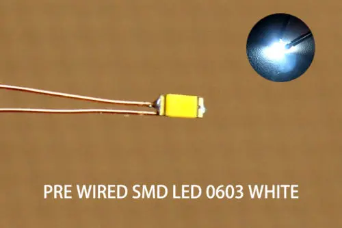 

C0603W 20pcs Pre-soldered micro 0.1mm Copper Wired WHITE SMD Led 0603 NEW