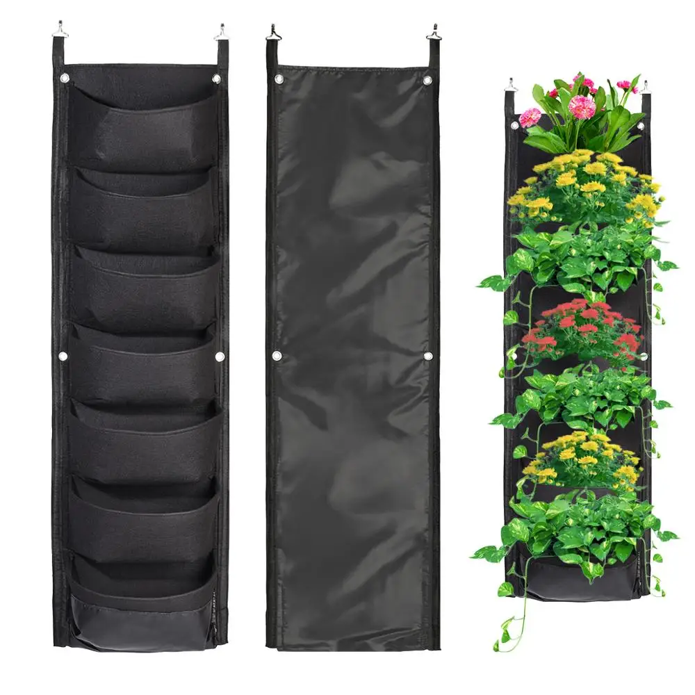 

New Upgraded PVC Waterproof Deeper and Bigger 7 Pocket Hanging Vertical Garden Wall Planter for Yard Garden Home Decoration