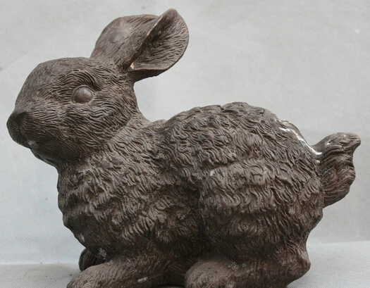 

JP S0524 China Chinese Fengshui Red Bronze Zodiac Year Animal Rabbit Statue Sculpture (B0413)
