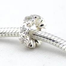 Подходит для Pandora бусины браслеты Starshine талисманы с Ясно CZ 925 пробы серебряные ювелирные изделия