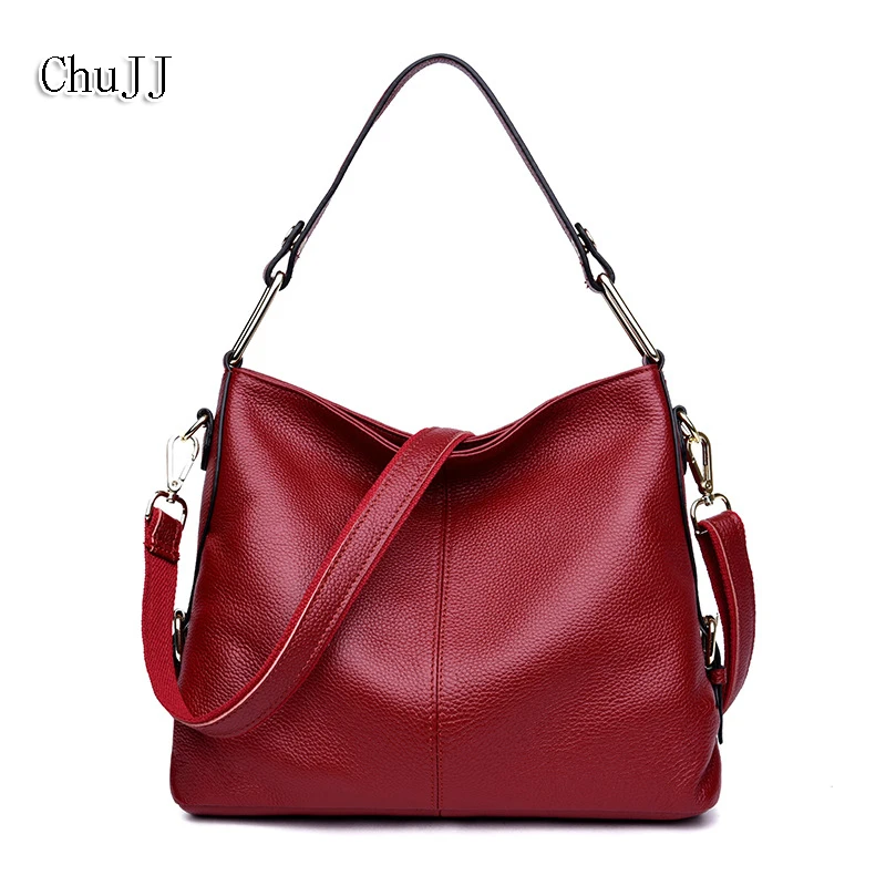 

European and American Style Simple Cow Leather Women Bags 100% Genuine Leather Handbag Tote Bag Shoulder & Crossbody Bag
