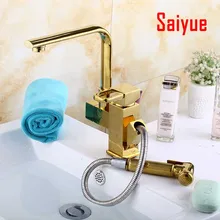 Золотой полированный с одним отверстием, кухонный кран для раковины выдвижной кран-смеситель с опрыскивателем robinet mitigeur cuisine