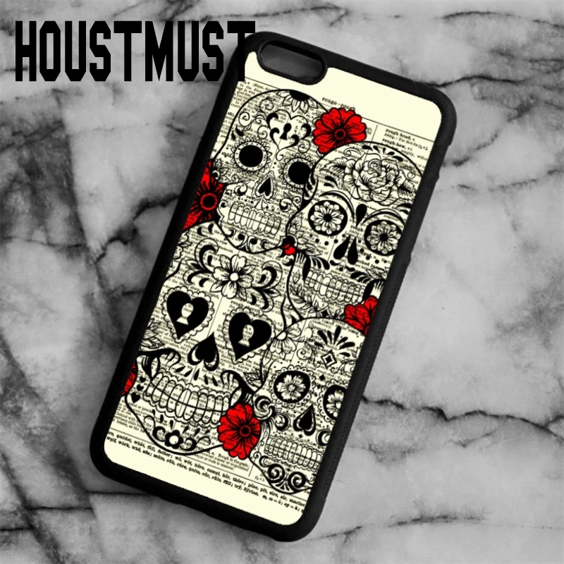 HOUSTMUST Candy Skull Sugar Day Of The Dead Case cover For iPhone 5 5S SE 6 6S 7 8 Plus X Samsung galaxy S5 S6 S7 edge S8 |