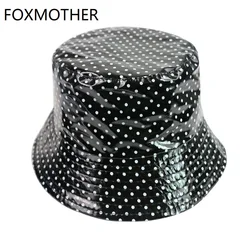 FOXMOTHER New Black White Polka Dot Print Fisherman Caps Bucket Hats Women Ladies FOXMOTHER New Black White Polka Dot Print Fisherman Caps Bucket Hats Women Ladies
