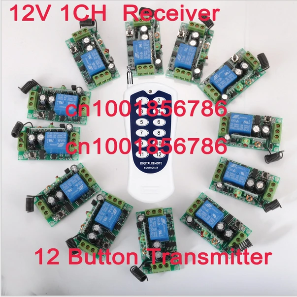 

12CH Power Switch RF Wireless Remote Control Switch System transmitter +12 receiver(switch)12V 10A Output State is Adjustable