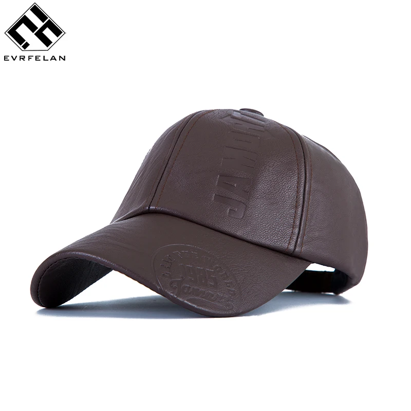 Новая мода высокое качество зимняя кожаная бейсболка для мужчин повседневная бейсболка шапка мужская чистый цвет