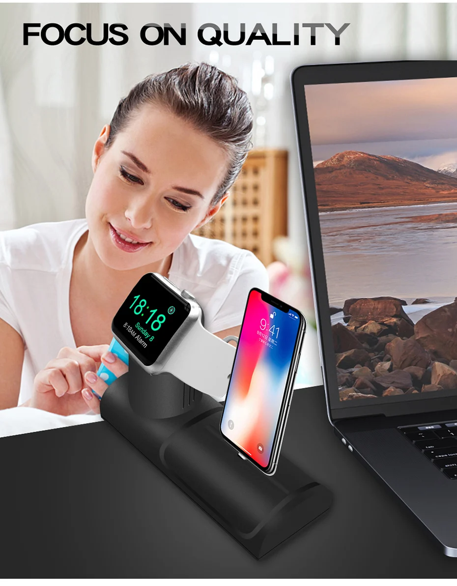 3 In 1 Charge Stand Dock Station For Apple Watch Series 432 Silicone Charge Base For Iphone XXS87 Charging Dock For Airpods (3)