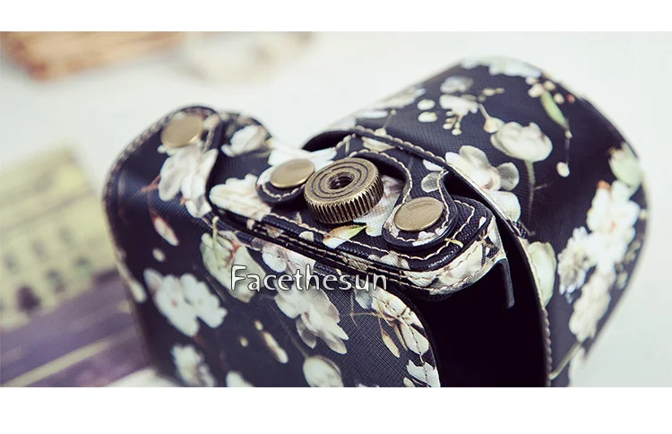 Black flower camera bag for Sony A5000 A6000-2