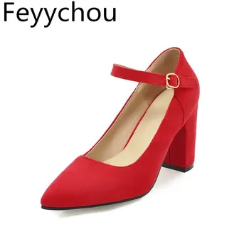 

Women Pumps Super High Heels Shoes Spring Autumn Flock Pointed Toe 2018 Sexy Fashion Casual Party Wedding Black Pink Red Gray