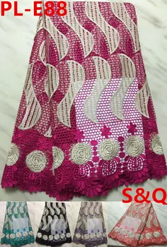 

Hot sale african cord lace fabric latest african laces 2019 guipure lace fabric nigerian lace fabrics for wedding dress PL-E88
