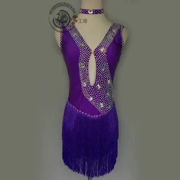 

New style latin dance costume sexy stones tassel latin dance dress for women latin dance compeition dresses A89 S-4XL