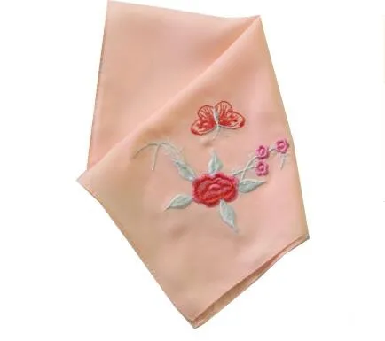 Wedding-pink-silk-embroidered-handkerchief-embroidered-handkerchief-lady-silk-handkerchief.jpg Esküvői Rózsaszín Selyem Hímzett Zsebkendő Hölgy - Image 3
