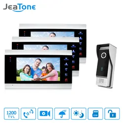 JeaTone 7 дюймов телефон видео домофон IP65 Водонепроницаемый качество 3 крытые мониторы + 1 1200TVL открытый Камера дома Системы