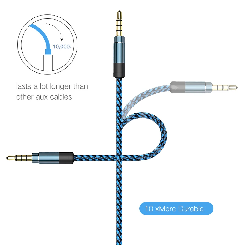 MOOJECAL 3.5 Jack Audio Cable Jack 3.5 mm Male to Male Cloth Audio Aux Cable For iPhone Car Headphone Speaker Wire Line Aux Cord