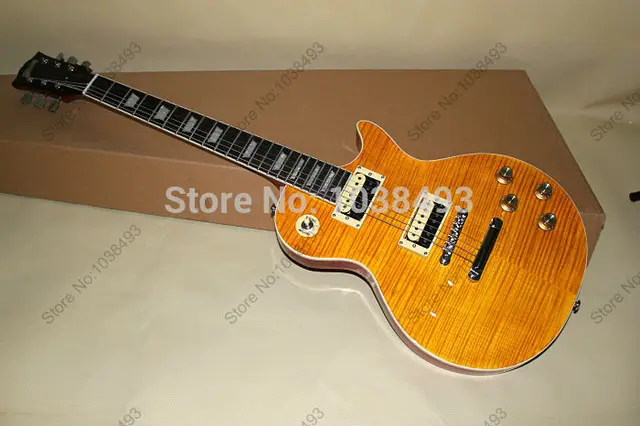 Best price at $214 Cheap Instrument manufacturers selling before processing customized various yellow slash electric guitar after EMS free shipping