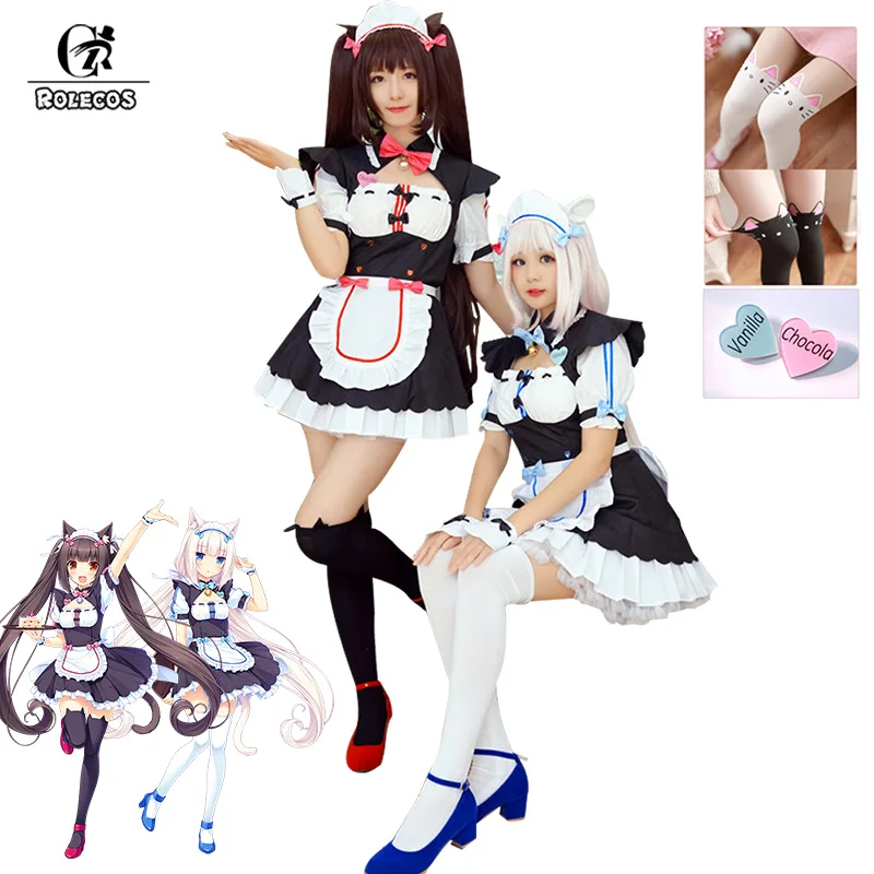 ROLECOS игра Nekopara Косплей Костюм Chocola Cat Косплей ванильный костюм платье-передник костюм горничной женское платье