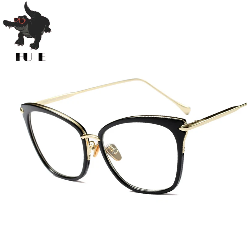 

FU E New Cat Eye Leopard Glasses Frame Women Brand Unique Stereoscopic Eyeglasses Frame Female Clear Lens No Degree Oculos UV400