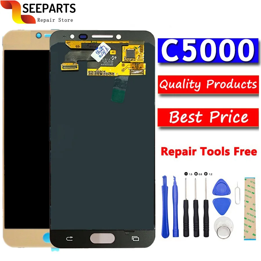 

Super AMOLED For SAMSUNG GALAXY C5 C5000 LCD Display Touch Screen Digitizer Assembly Replacement For 5.2" SAMSUNG C5 LCD Display