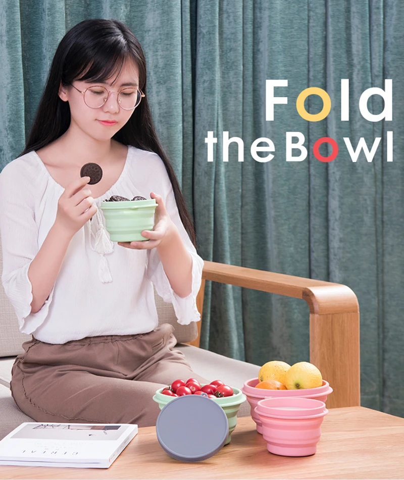 TUUTH Silicone Lunch Box Portable Folding Bowl Eco-Friendly Matetial Food Container For Picnic Office Workers School A1