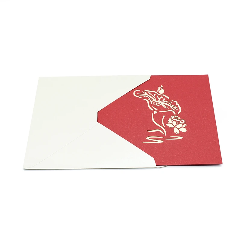  Lotus 3D Pop UP Card Birthday Gift with envelope sticker Flower laser cut invitation Greeting Card  - 32876164943